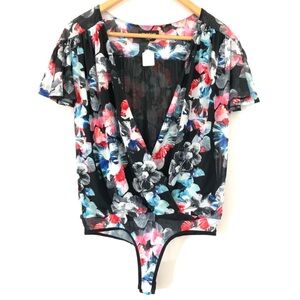 Bebe Mesh Floral Bodysuit Size S